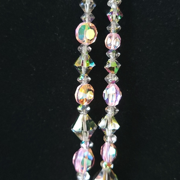 Vintage 50s/60s Double Strand Aurora Borealis Crystal Necklace - Picture 4 of 7
